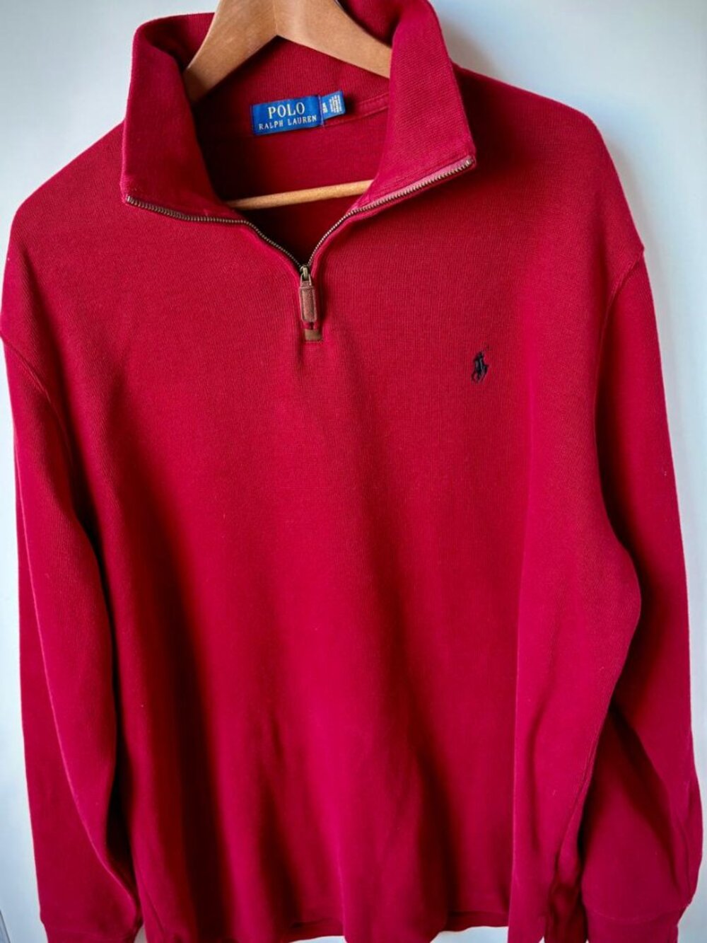 Polo Ralph Lauren Mens Red Quarter 1/4 Zip Pullover Sweater XL Cotton
